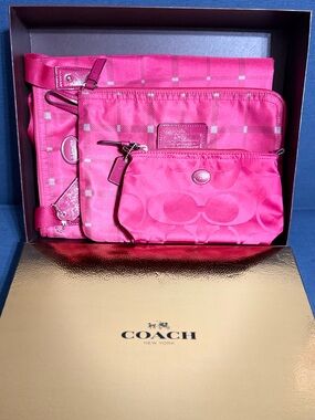 Coach Getaway Plaid Nylon Packable Weekender Tote Raspberry Pink NWT F33288 Y2K